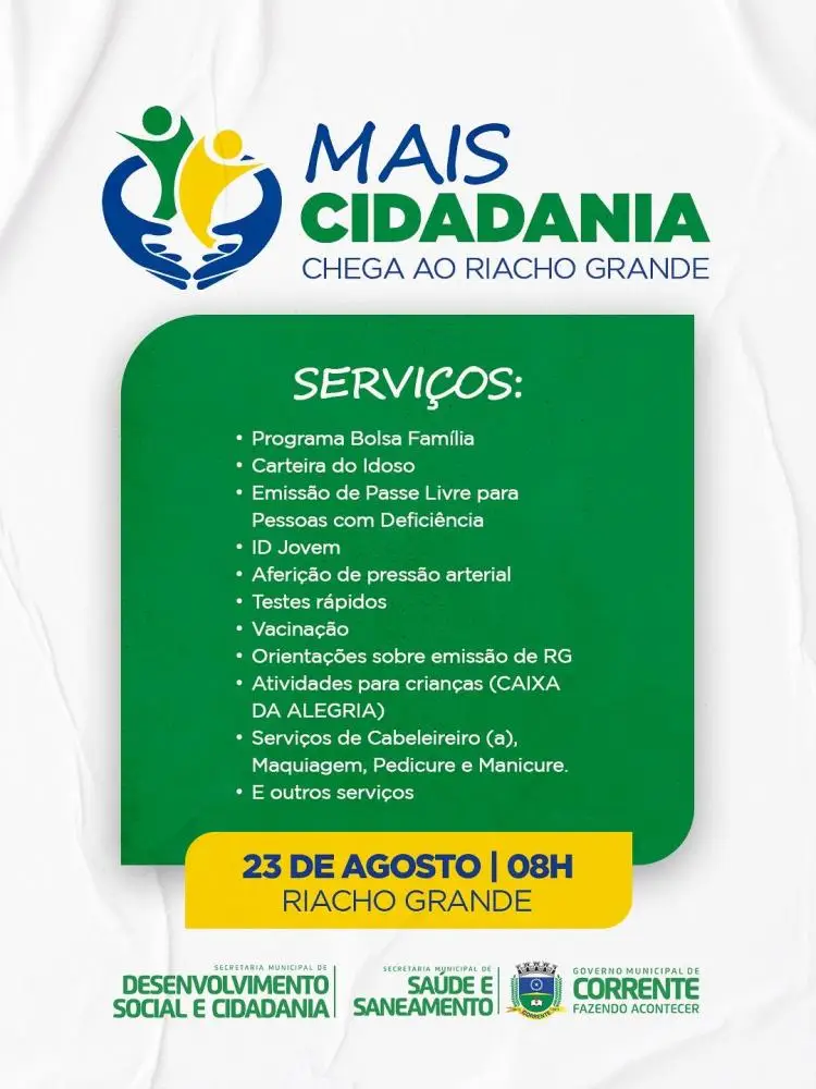 Povoado Riacho Grande recebe mutirão de serviços do programa Mais Cidadania
