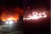 Incêndio de grandes proporções atinge oficina (Foto: Reprodução)