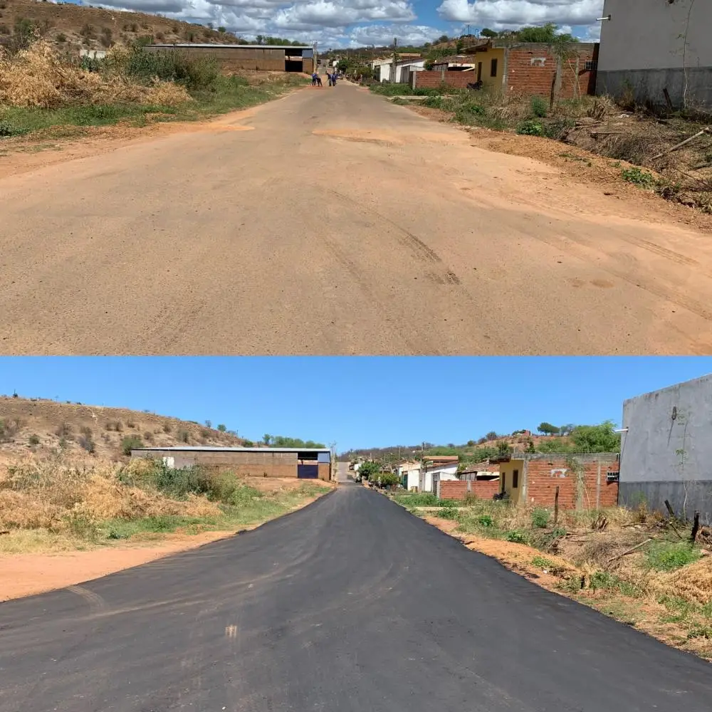 Antes e depois das ruas do bairro Conduru (Foto: Júnior Sousa)