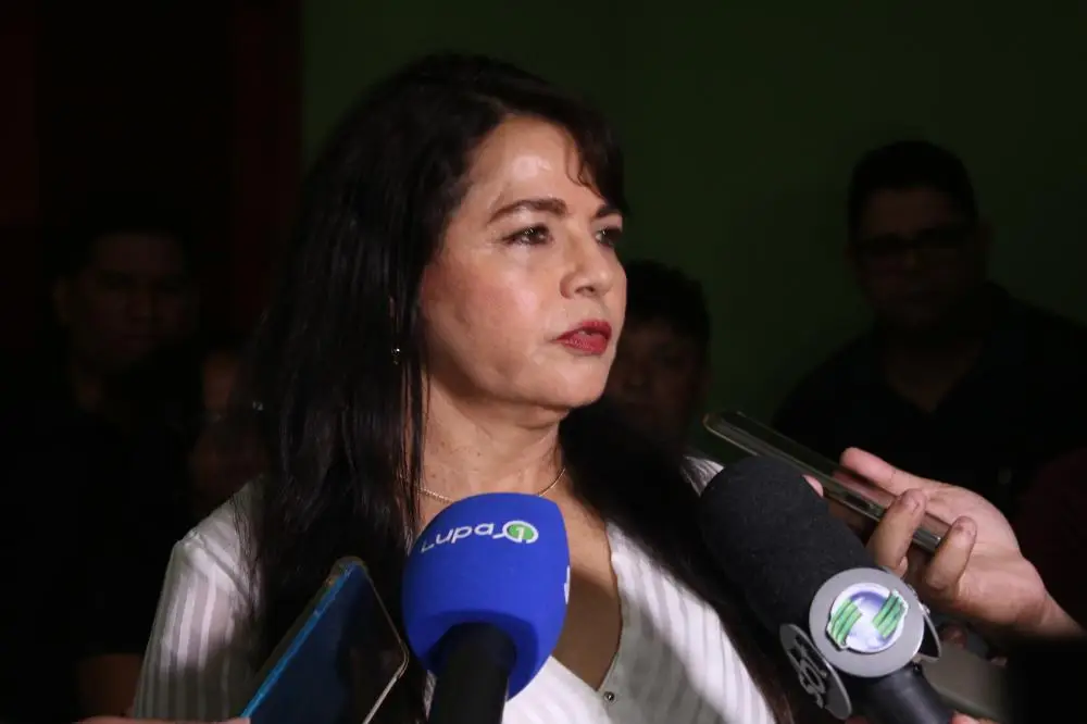 Teresa Britto em coletiva na sede do PV. Foto: R10