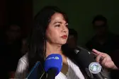Teresa Britto em coletiva na sede do PV. Foto: R10 (Foto: )