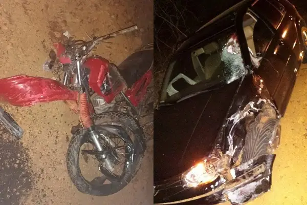 Colisão entre a moto e carro (Foto: FM Imperial)