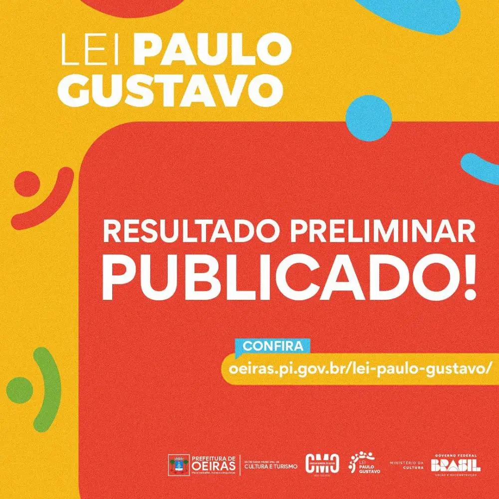 Resultado preliminar da Lei Paulo Gustavo em Oeiras. Foto: Divulgação