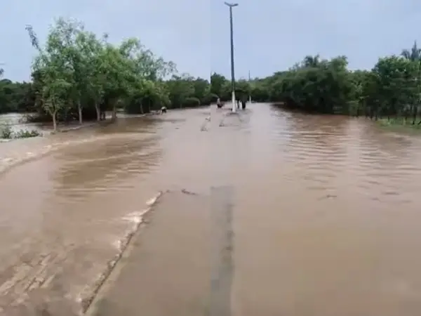 Rio São Nicolau transbordou na semana passada - Foto: Reprodução/Redes sociais