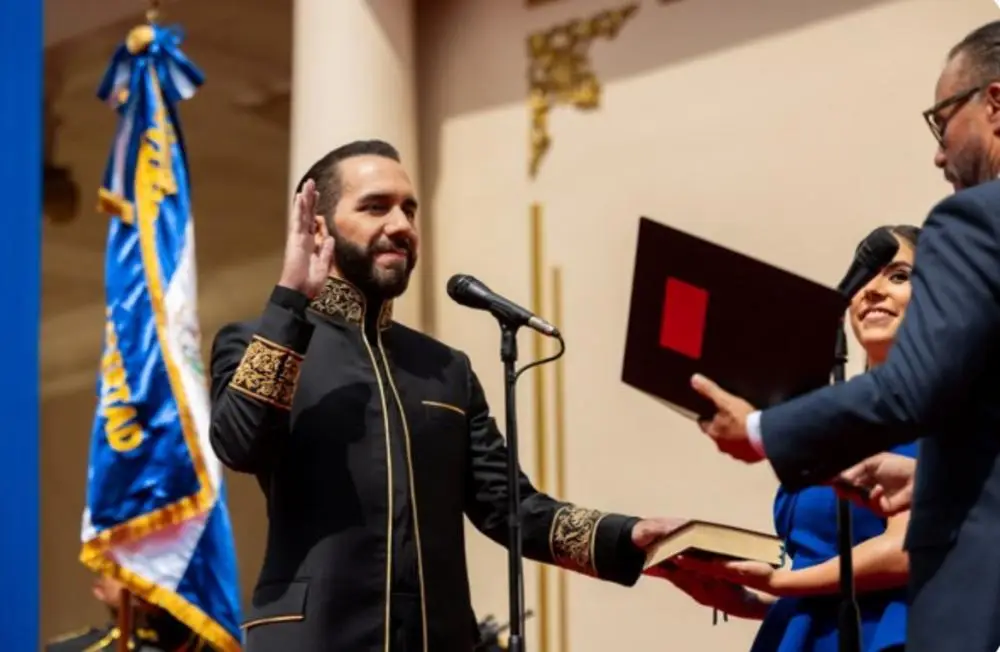 Nayib Bukele toma posse para seu segundo mandato como presidente de El Salvador — Foto: Presidência de El Salvador/Handout via Reuters