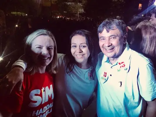 Prefeita Doquinha, Governador Wellington Dias e a Presidente Nacional do PT, Gleisi Hoffmann