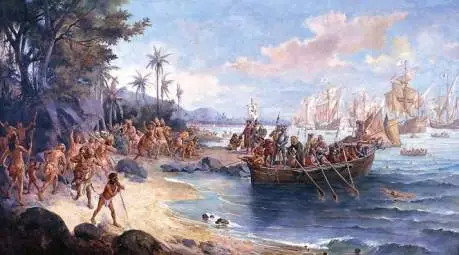 “O Descobrimento do Brasil” – Francisco Aurélio de Figueiredo e Melo Pintor e escritor brasileiro (1854-1916)