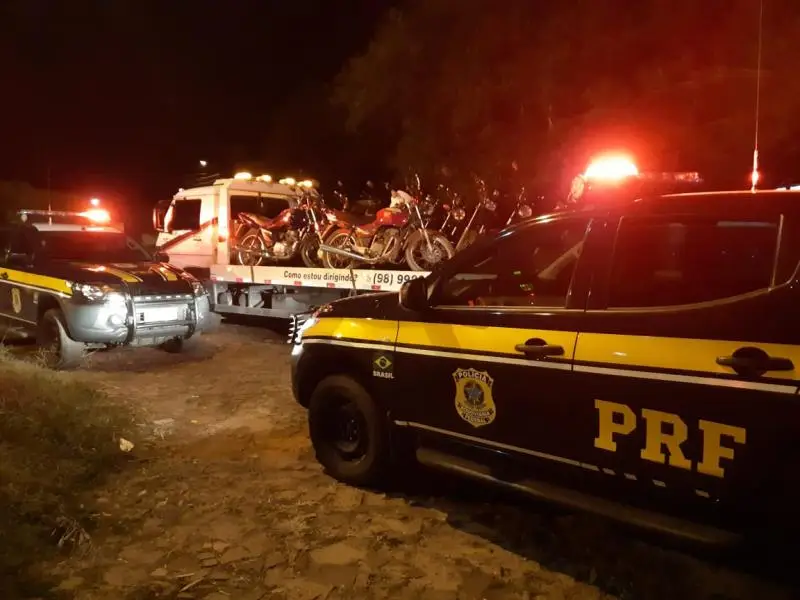 Foto: Divulgação/PRF - Motos apreendidas na Operação Duas Rodas.