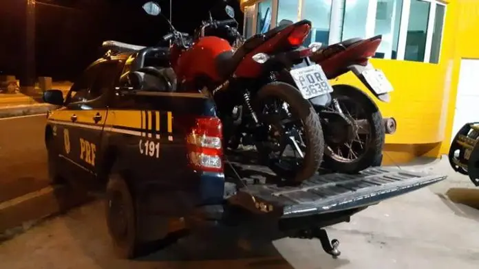 Motos recuperadas pela Polícia Rodoviária Federal