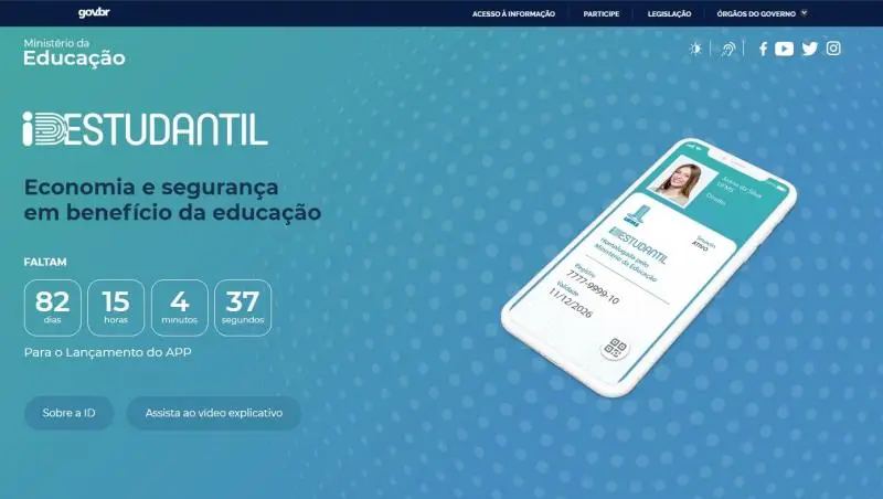 Capa do portal da ID Estudantil. Foto: Guilherme Pera/MEC.