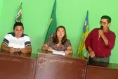 Prefeita Vilma Lima; Vice-prefeito Francisco Onofre e o presidente da Câmara Municipal, vereador Jurandir Pontes (Foto: Leônidas Silva) (Foto: )
