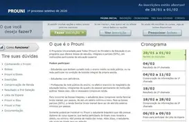 Inscrições para o Prouni foram abertas na madrugada desta quarta-feira (29) — Foto: Reprodução/Prouni (Foto: G1)