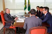 Temer recebeu o senador Ciro Nogueira (PP), o governador Wellington Dias (PT) e o secretário Daniel Oliveira (Foto: Divulgação Sejus) (Foto: Ascom)