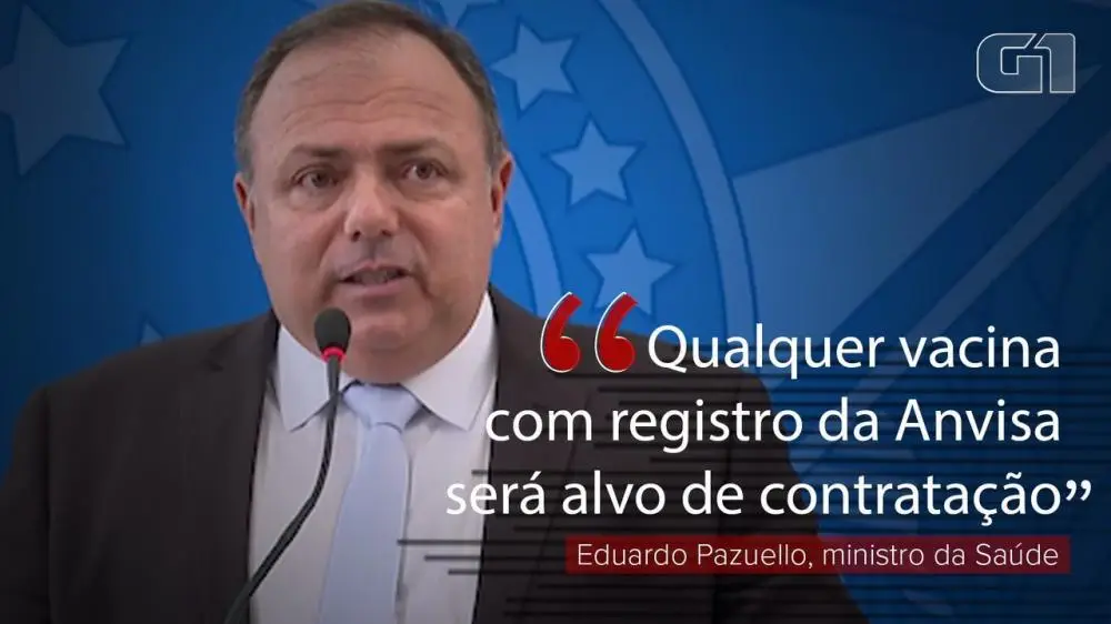 O Ministério da Saúde diz que a vacinação contra a Covid-19 no Brasil pode ser em dezembro se a farmacêutica Pfizer obtiver autorização emergencial junto à Anvisa