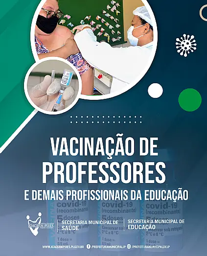 Professora recebendo a primeira dose contra a COVID-19.