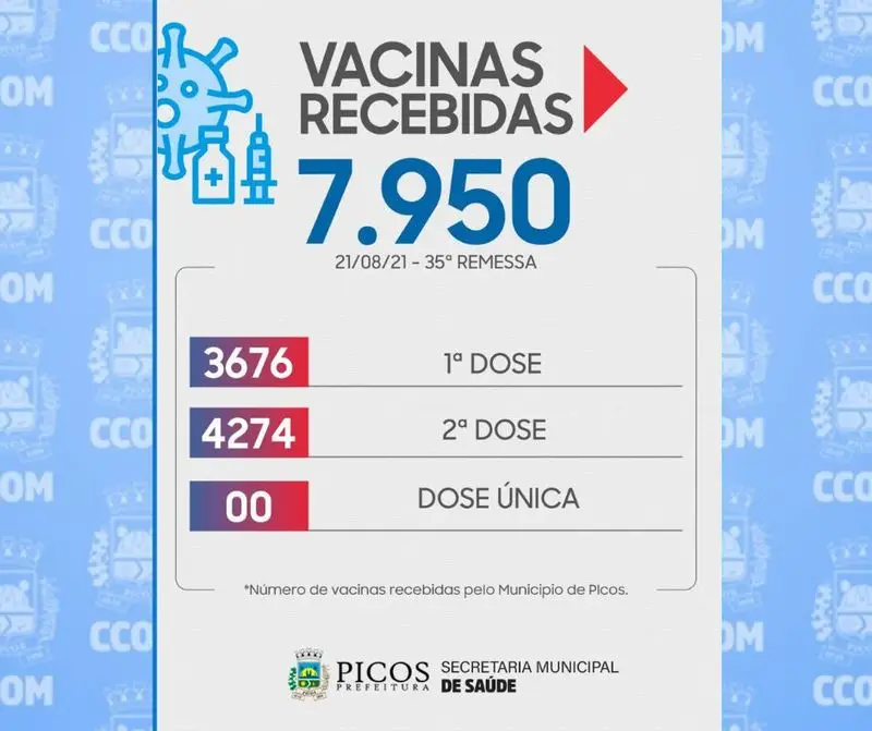 Picos recebe maior remessa de doses da vacina contra Covid-19 até o momento. (Imagem: Reprodução).