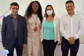 Procurador do Trabalho Edno Carvalho Moura, a gerente de promoção de Igualdade Racial e enfrentamento ao Trabalho Assunção Aguiar, a coordenadora do CRAS de Marcolândia Valéria Castro, e o gerente do Cadastro Único da SASC, Roberto Oliveira (Foto: Cidades na Net)